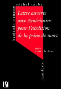 Benjamin Menasce et Michel Taube - Lettre Ouvert Eaux Americains Pour L'Abolition De La Peine De Mort.
