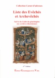  EGV Editions - Liste des évêchés et archevêchés - Suivie du Guide du généalogiste aux archives diocésiennes.