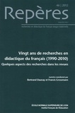 Bertrand Daunay et Francis Grossmann - Repères N° 46/2012 : Vingt ans de recherches en didactique du français (1990-2010) - Quelques aspects des recherches dans les revues.