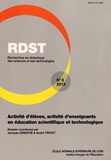 Jacques Ginestié et André Tricot - RDST N° 8-2013 : Activité d'élèves, activité d'enseignants en éducation scientifique et technologique.