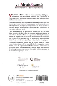 Vin, droit & santé. Septième édition / septième millésime des actes des rencontres  Edition 2018
