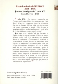 Journal du règne de Louis XV. Tome 9, L'exil du Parlement de Paris (1752-1753)