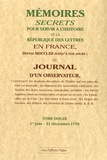  Bachaumont et Mathieu-François Pidansat de Mairobert - Mémoires secrets ou Journal d'un observateur - Tome 12 (1778).