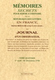  Bachaumont et Mathieu-François Pidansat de Mairobert - Mémoires secrets ou Journal d'un observateur - Tome 14 (1779).