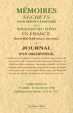 Bachaumont et François Mouffle d'Angerville - Mémoires secrets ou Journal d'un observateur - Tome 21, 1er Juillet-31 Décembre 1782, additions aux années 1771 et 1772.