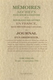  Bachaumont et François Mouffle d'Angerville - Mémoires secrets ou Journal d'un observateur - Tome 26, 18 mai-12 novembre 1784.