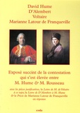 David Hume et Jean d' Alembert - Exposé succinct de la contestation qui s'est élevée entre M. Hume et M. Rousseau.