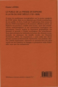 Le Public de la presse en Espagne à la fin du XVIIIe siècle (1781-1808)