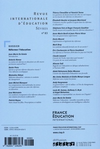 Revue internationale d'éducation N° 83, avril 2020 Réformer l'éducation