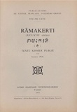 (ed.) pou Saveros - Ramakerti (XVIe-XVIIe siècle). Texte khmer publié.