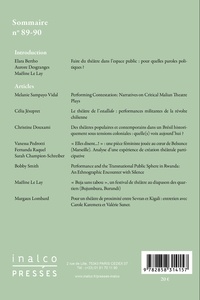 Cahiers de Littérature Orale N° 89-90/2021 Théâtre, performance et parole politique dans l'espace public