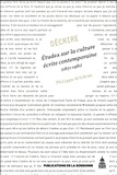 Philippe Artières - Décrire - Etudes sur la culture écrite contemporaine (1871-1981).