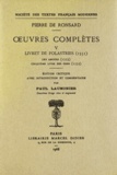 Pierre de Ronsard - Tome V - Livret de Folastries: Les Amours, Cinquième livre des Odes (1553).
