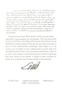 Le testament de Louis XVI. Testament of Louis XVI