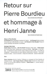 Revue de l'Institut de sociologie 2016 Retour sur Pierre Bourdieu et hommage à Henri Janne