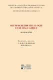 Maurice Michaux et Franz de Ruyt - Recherches de philologie et de linguistique -  Deuxième série - Section de philologie classique-3/II.