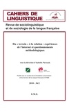 Isabelle Periozak - Cahiers de linguistique N° 36/2, 2010 : Du "terrain" à la relation : expériences de l'internet et questionnements méthodologiques.