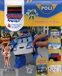 Anne Paradis et  Roi Visual - Super kit de pochoirs Robocar Poli - Drawmaster. Avec 1 livre Robocar Poli, 1 cadre de coloriage, 5 crayons de couleur, 12 pages à colorier, 7 pochoirs et 55 autocollants.
