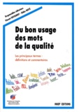 Vincent Defourny et Didier Noyé - Du Bon Usage Des Mots De La Qualite. Les Principaux Termes : Definitions Et Commentaires.