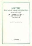Giacomo Casanova - Lettres écrites au sieur Faulkircher par son meilleur ami - Le 10 janvier 1792.