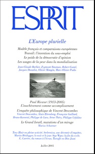 Marius Schattner et Jacques Donzelot - Esprit N° 316, Juillet 2005 : L'Europe plurielle.