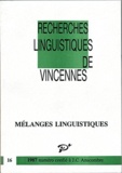 Jean-Claude Anscombre - Recherches linguistiques de Vincennes N° 16 : Mélanges linguistiques.