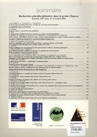 Recherches pluridisciplinaires dans la grotte Chauvet. Journées SPF, Lyon, 11-12 octobre 2003
