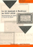 Anne Quéguiner et Jean Gribenski - La vie musicale à Bordeaux au XVIIIe siècle - Représentations de l'Opéra et concerts du Musée.