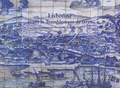 Jérôme Münzer et Charles Dellon - Lisbonne avant le Tremblement de terre de 1755 - Le panneau (1700-1725) du musée de l'Azulejo.