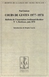 Paul Jouison - Cours de gestes 1977-1978 - Bulletin de l'Association Ferdinand-Berthier N° 1, Bordeaux, juin 1978.