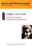 Martine Menès - Champ Lacanien N° 5, juin 2007 : L'objet a de Lacan - Incidences cliniques, conséquences techniques.