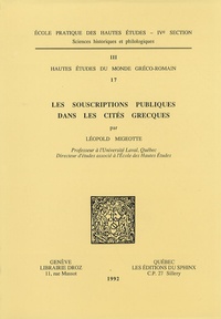 Léopold Migeotte - Les souscriptions publiques dans les cités grecques.