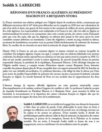 Réponses d'un Franco-Algérien au Président Macron et à Benjamin Stora