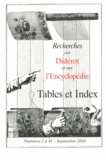 Irène Passeron et François Prin - Recherches sur Diderot et sur l'Encyclopédie  : Tables et index - Du numéro 1 au numéro 41.