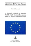 Heidi m. Rockwood - A Syntactic Analysis of Selected Middle High German Prose as a Basis for Stylistic Differentiations.