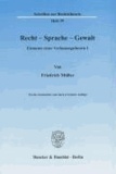 Elemente einer Verfassungstheorie. Recht - Sprache - Gewalt. - Elemente einer Verfassungstheorie I..