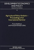 Franz Heidhues et François Kamajou - Agricultural Policy Analysis - Proceedings of an International Seminar - held at the University of Dschang, Cameroon on May 26 and 27, 1994 funded by the European Union under the Science and Technology Program (STD).