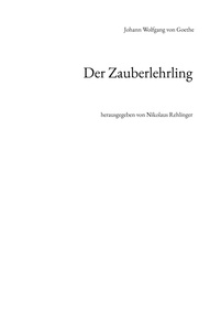 Johann Wolfgang von Goethe et Nikolaus Rehlinger - Der Zauberlehrling.