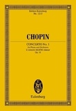 Frédéric Chopin - Eulenburg Miniature Scores  : Concert No. 1 Mi mineur - op. 11. Piano and Orchestra. Partition d'étude..