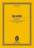 Johannes Brahms - Eulenburg Miniature Scores  : Quatuor avec piano Ut mineur - op. 60. piano quartet. Partition d'étude..