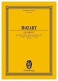 Wolfgang Amadeus Mozart - Eulenburg Miniature Scores  : Quatuor Fa majeur - KV 370. oboe, violin, viola and cello. Partition d'étude..