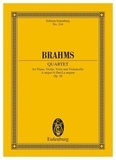 Johannes Brahms - Eulenburg Miniature Scores  : Quatuor avec piano La majeur - op. 26. Piano, Violin, Viola and Cello. Partition d'étude..