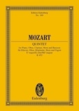 Wolfgang Amadeus Mozart - Eulenburg Miniature Scores  : Quintette Mi bémol majeur - KV 452. piano, oboe, clarinet, horn and bassoon. Partition d'étude..