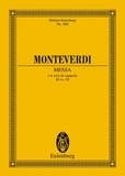 Claudio Monteverdi - Eulenburg Miniature Scores  : Messa Nr. II in F - M xv, 59. mixed choir (SATB) a cappella or with basso continuo. Partition d'étude..