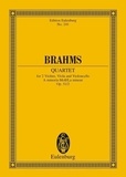 Johannes Brahms - Eulenburg Miniature Scores  : Quartour à cordes La mineur - op. 51/2. string quartet. Partition d'étude..