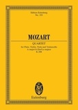 Wolfgang Amadeus Mozart - Eulenburg Miniature Scores  : Quatuor La majeur - KV 298. flute, violin, viola and cello. Partition d'étude..