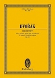 Antonín Dvořák - Eulenburg Miniature Scores  : Quatour à cordes Ut majeur - op. 61. B 121. string quartet. Partition d'étude..