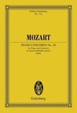 Wolfgang Amadeus Mozart - Eulenburg Miniature Scores  : Concert No. 20 Ré mineur - KV 466. piano and orchestra. Partition d'étude..