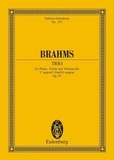 Johannes Brahms - Eulenburg Miniature Scores  : Trio avec piano Ut majeur - op. 87. piano trio. Partition d'étude..