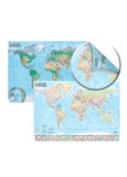  Express Map - Carte du monde politique et physique - Carte murale, double face, laminée avec barres, 1/21 500 000.